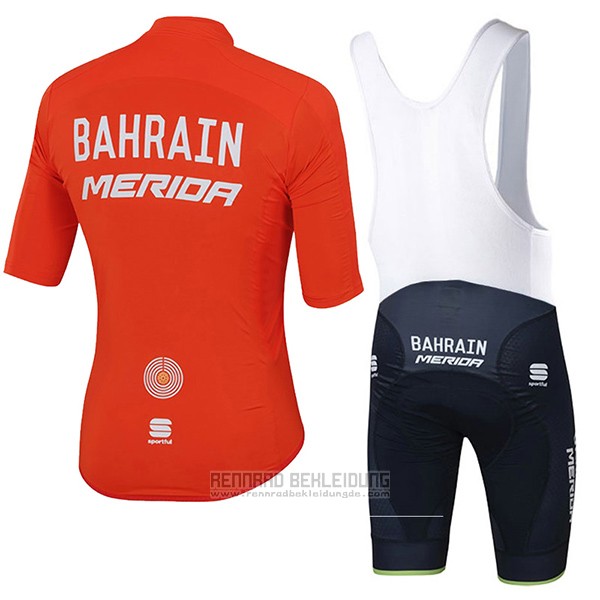 2017 Fahrradbekleidung Bahrain Merida Orange Trikot Kurzarm und Tragerhose